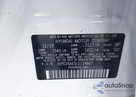 2020 Hyundai Accent Se from USA, damaged, VIN 3KPC24A63LE114667